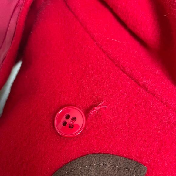 J.G. Hook Womens Size 14 Red Wool Blend Toggle Coat Hooded Red Lined Duffle Coat - Picture 12 of 14